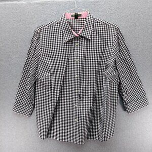 Lauren Ralph Lauren Womens Black & White Gingham Checkered Blouse - 2X